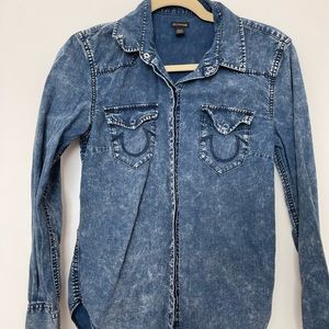 True Religion distressed denim shirt